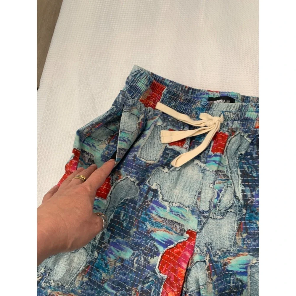 (G-217) Nova Men Swim Trunks Shorts Size M Multicolor Abstract Print‎ Drawstring
